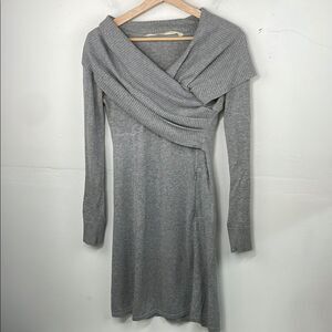 Athleta Sochi Cowl neck Wrap Dress lightweight Sweater long sleeves size XS Gray
